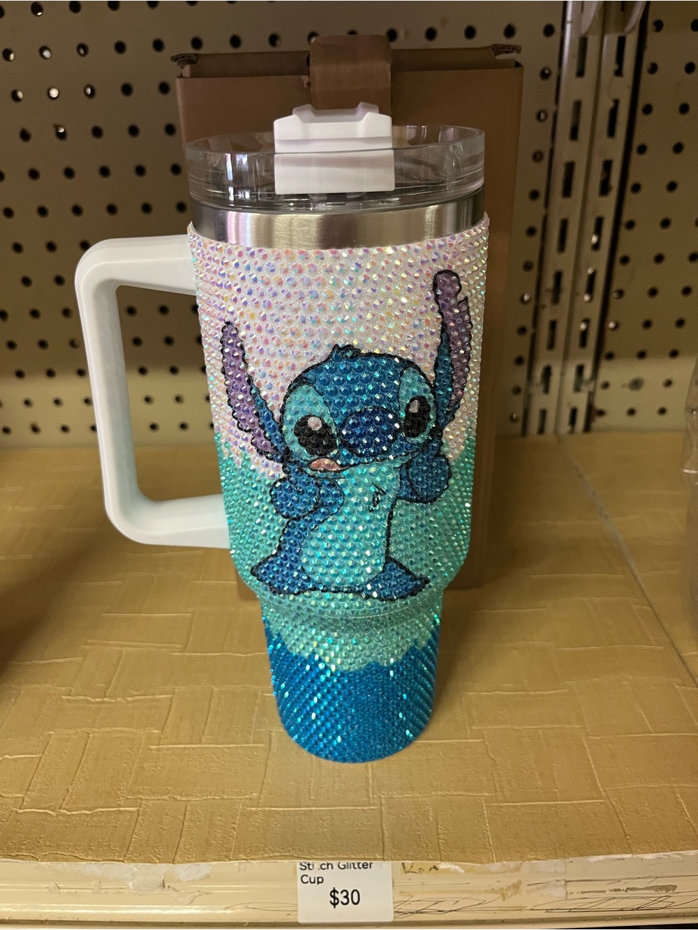 Stitch Crystal Glitter Travel Mug – Blue Gradient
